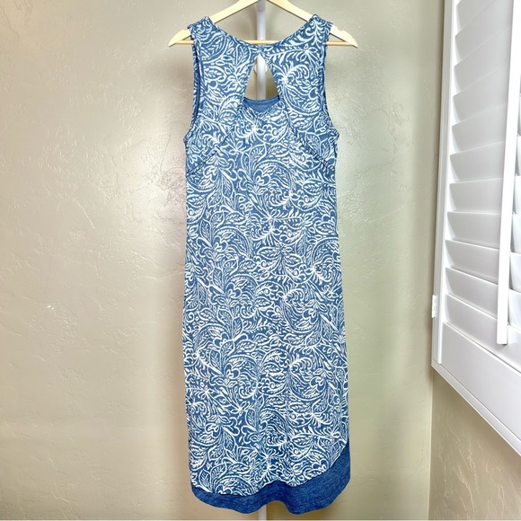Women’s Soft Blue Patterned Sleeveless Dress Medium - Picture 4 of 7